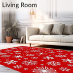 White Snowflake Scattered Red Field Rug