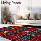 Red Plaid Gold Bell Celebration Rug