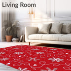 Red Snowflake Heart Swirl Accent Rug