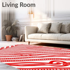 Crimson White Wavy Stripe Rug