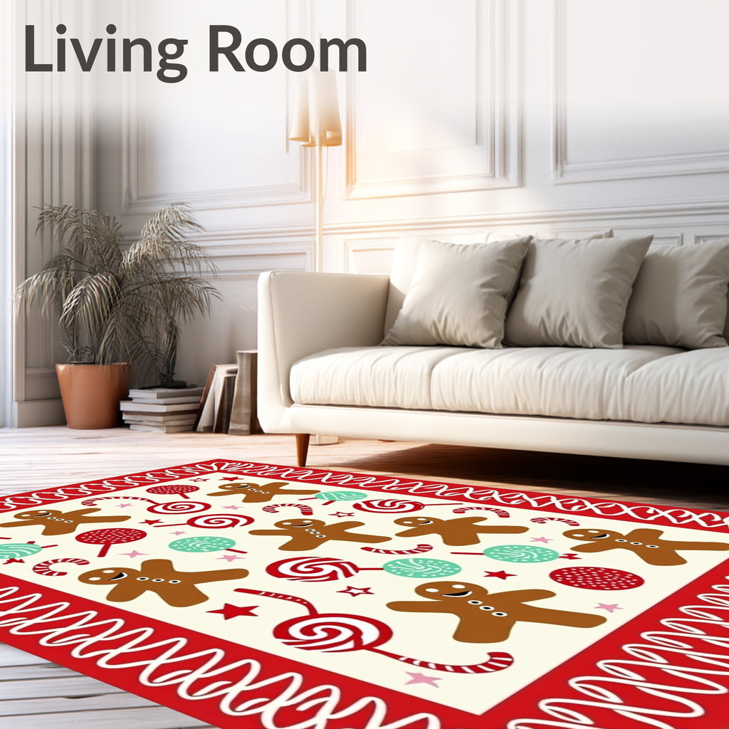 Festive Gingerbread Candy Holiday Collage Rug