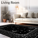 Celestial Black White Starry Moon Medallion Rug