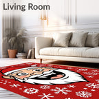Festive Red Santa Snowflakes Holiday Rug