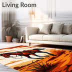 Red Galloping Horse Western Landscape Rug