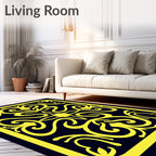 Yellow Scrollwork Regal Center Medallion Rug