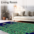 Green Starry Forest Trees Rug