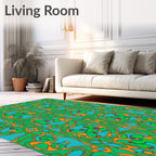 Teal Orange Green Organic Swirls Rug