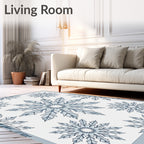 Winter Blue Snowflake Medallion Rug