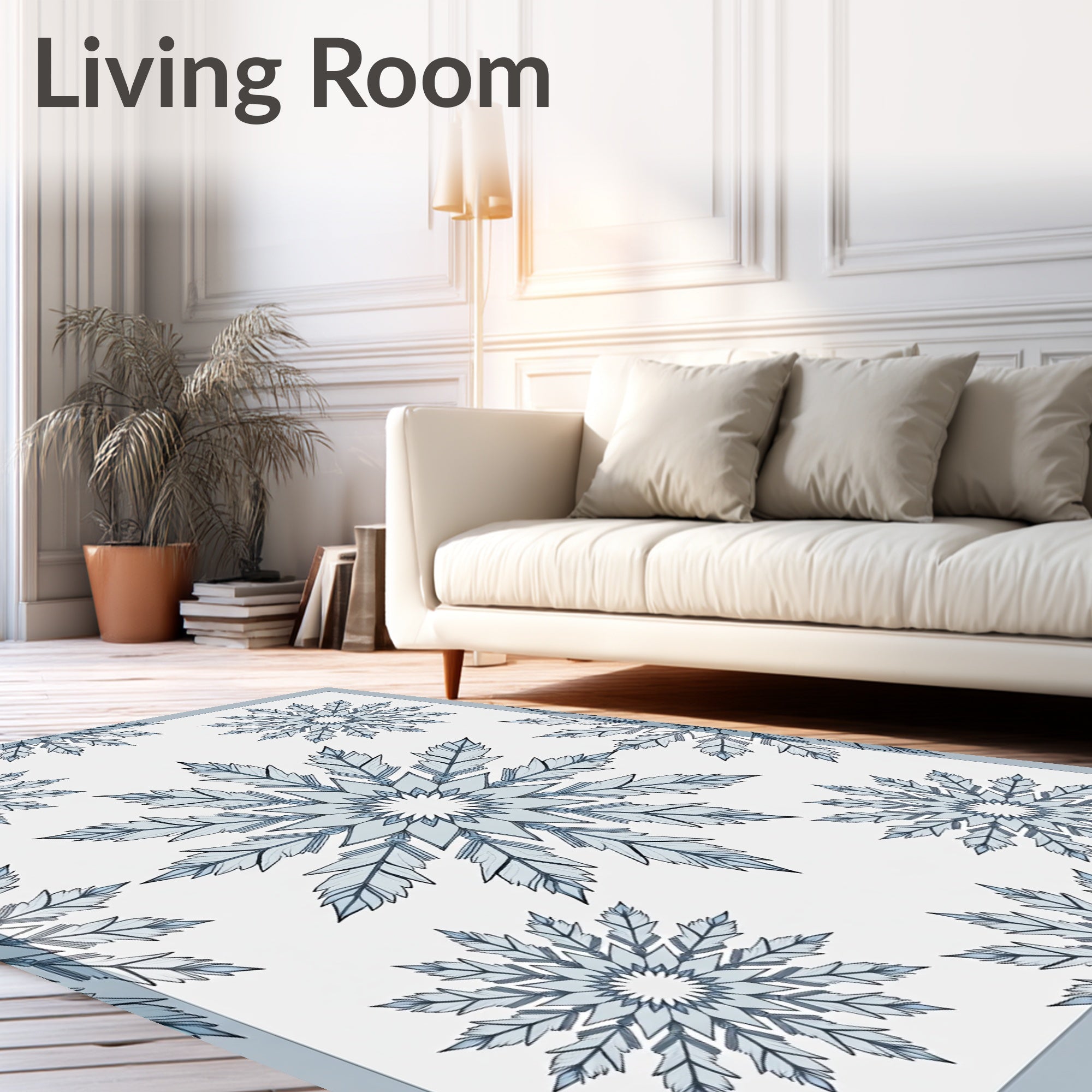 Winter Blue Snowflake Medallion Rug
