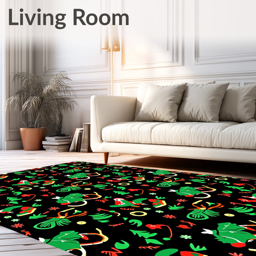Playful Christmas Red Green Sled Rug