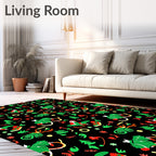 Playful Christmas Red Green Sled Rug