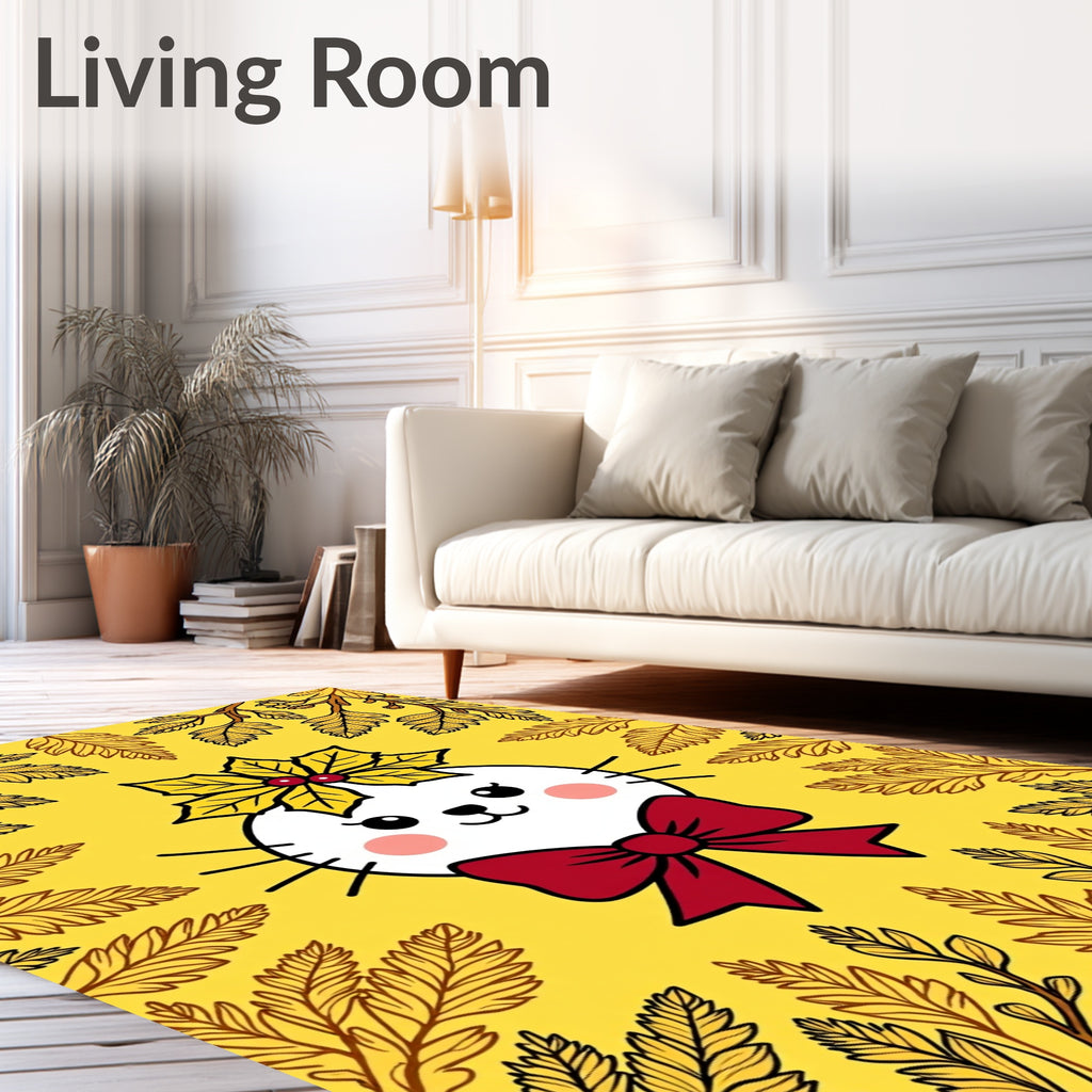 Cute Cat Festive Autumn Foliage Rug