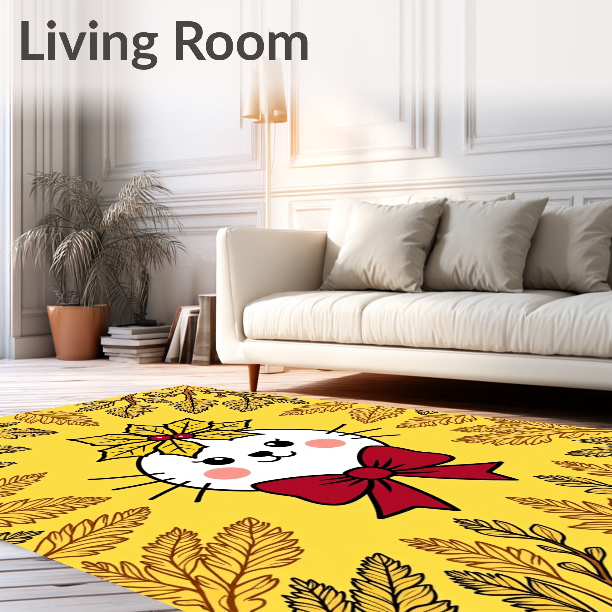 Cute Cat Festive Autumn Foliage Rug