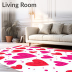 Vibrant Red Pink Heart Scatter Rug