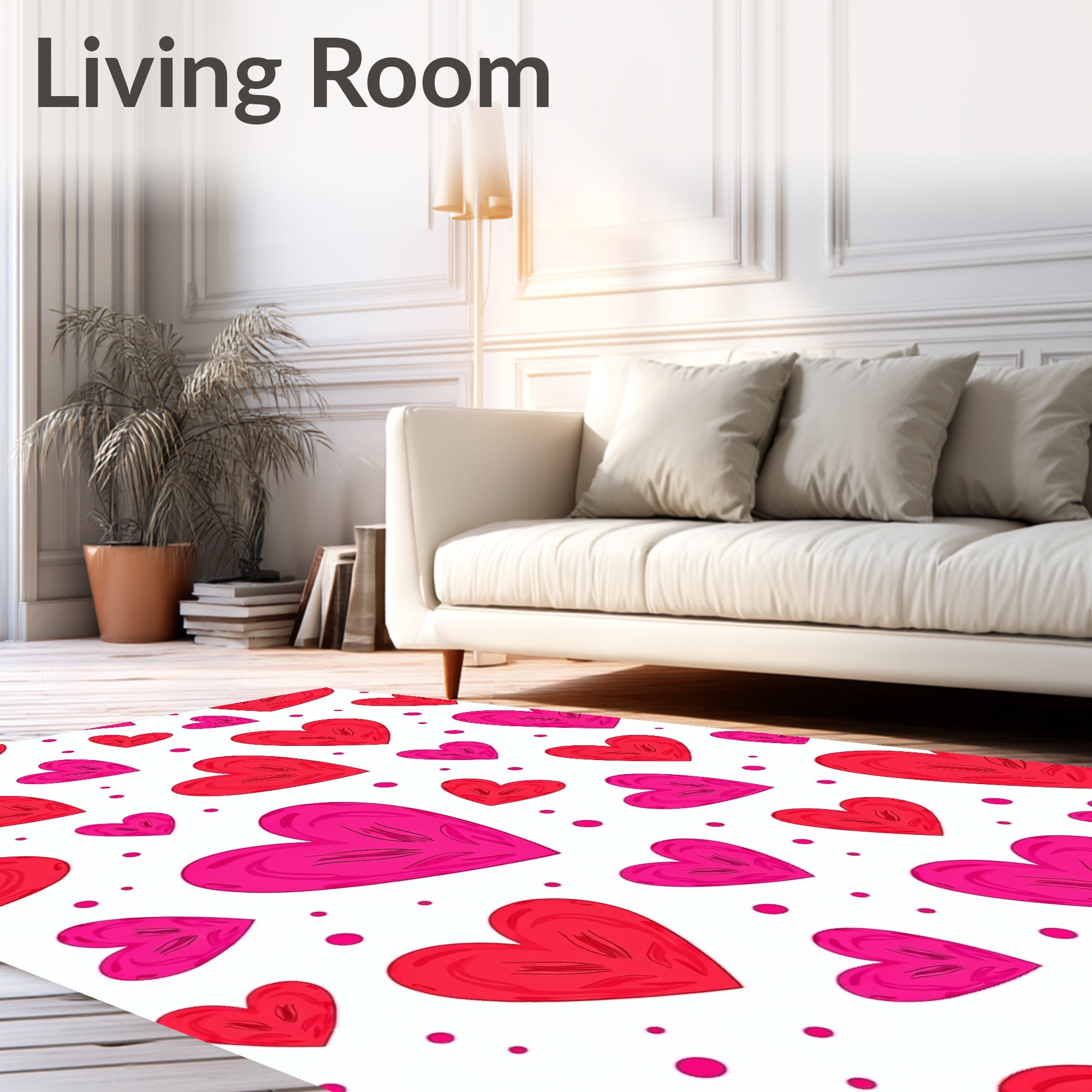 Vibrant Red Pink Heart Scatter Rug