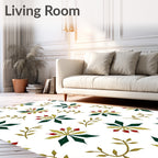 Crimson Berry Starburst Branch Scatter Rug