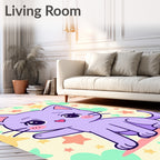 Whimsical Lilac Cat Starry Background Rug