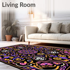 Spooky Skulls Pumpkin Mandala Medallion Rug