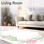 Pink Blossom Garland Border Rug