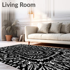 Black White Folk Art Garden Rug
