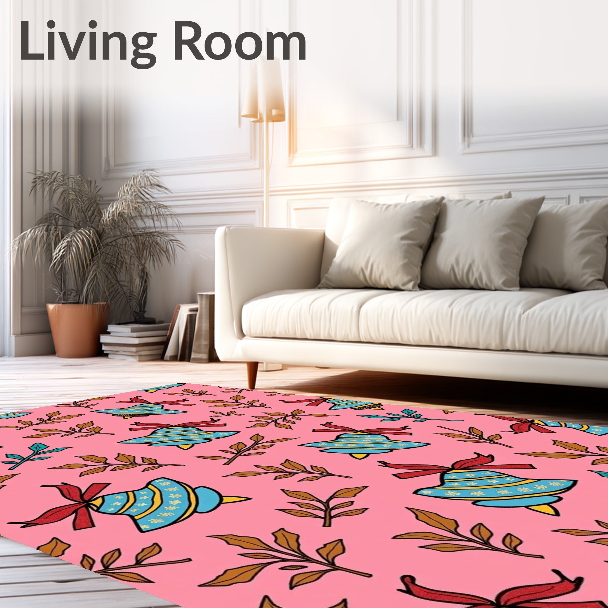 Pink Blue Bell Garland Rug