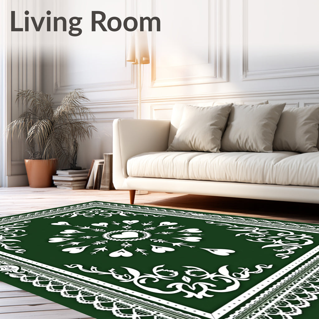 Elegant White Lace Heart Garland Rug