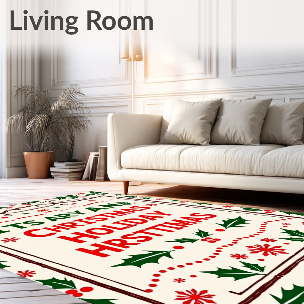 Vintage Holly Berry Christmas Rug