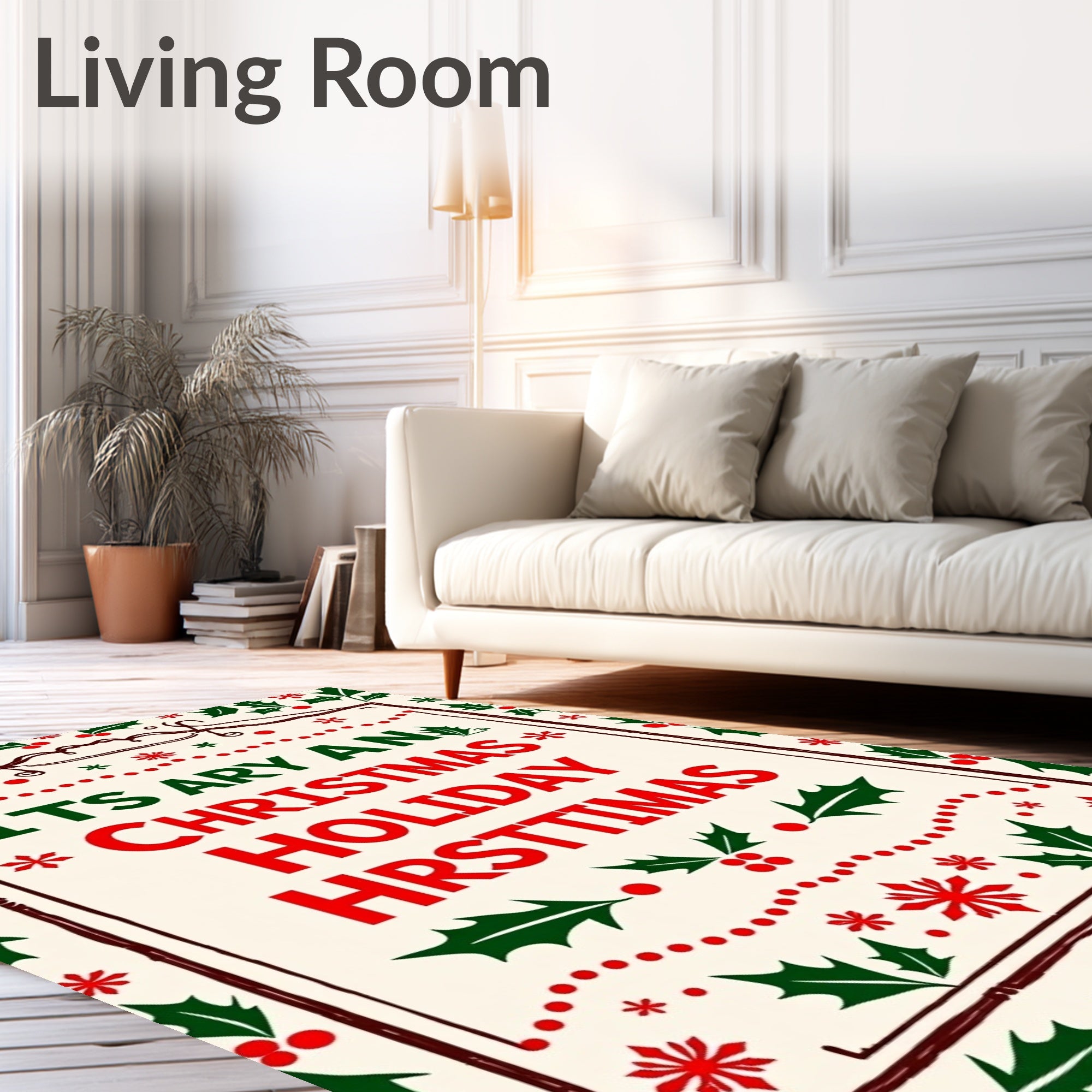 Vintage Holly Berry Christmas Rug