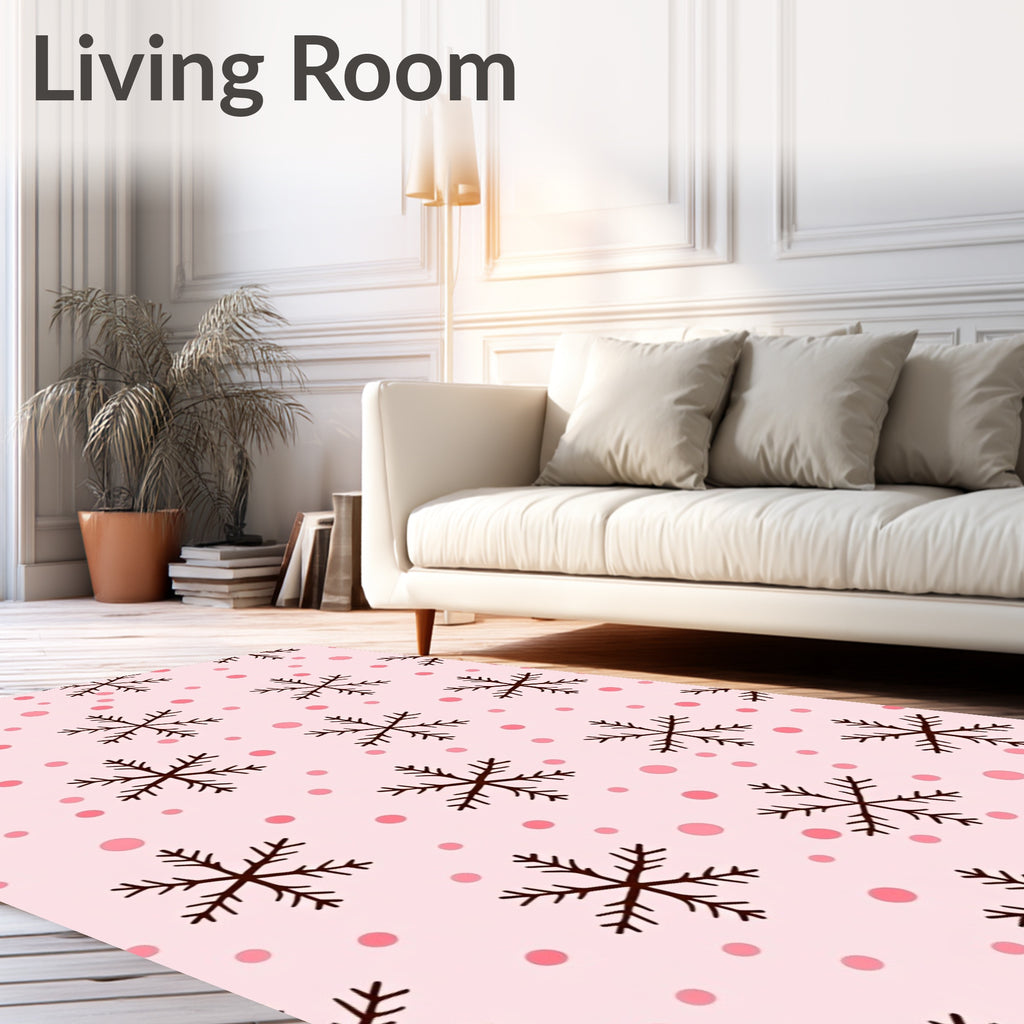 Pink Dot Snowflake Scatter Rug