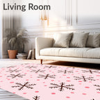 Pink Dot Snowflake Scatter Rug