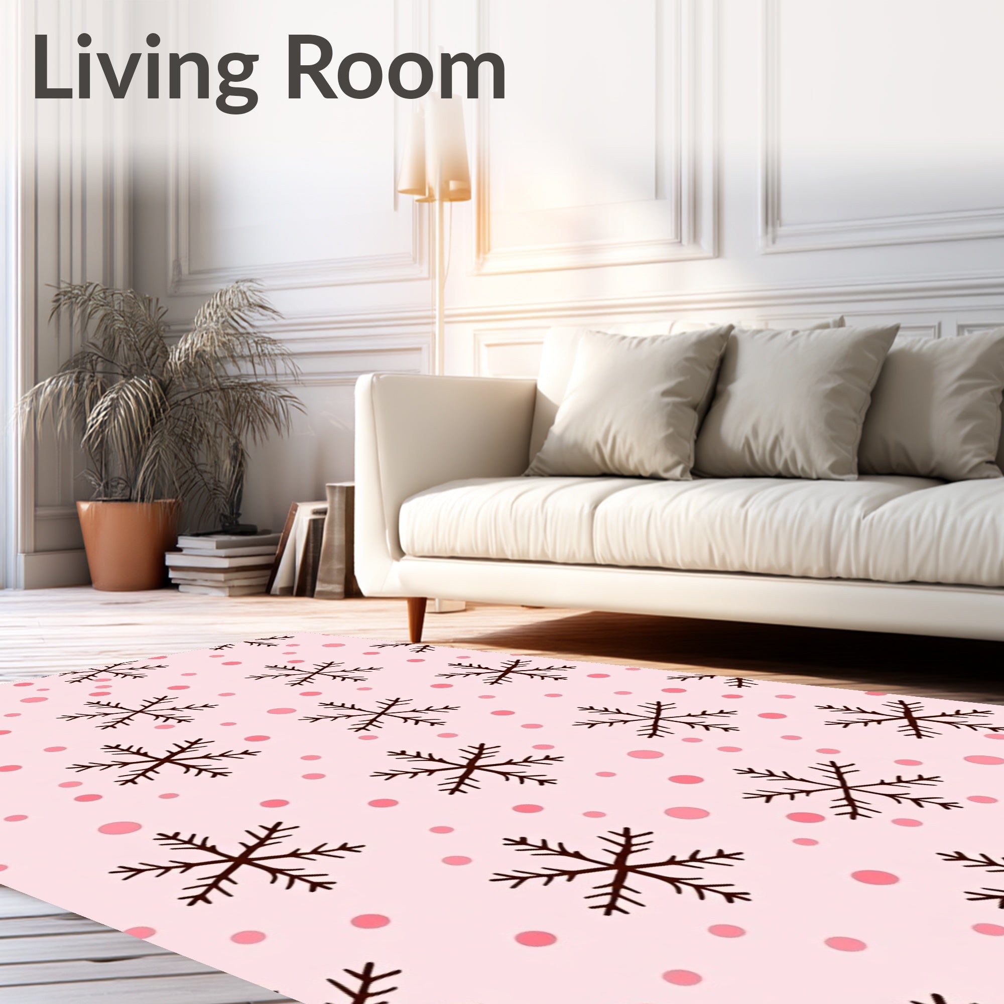 Pink Dot Snowflake Scatter Rug