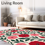 Crimson Pink Floral Vine Art Rug