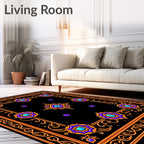 Ornate Black Jewel Starburst Rug