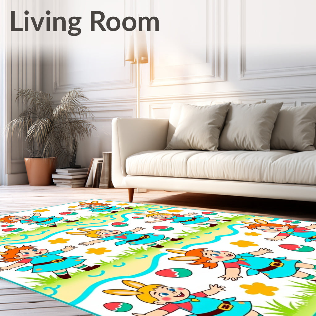 Happy Bunny Kids Easter Eggs Rug