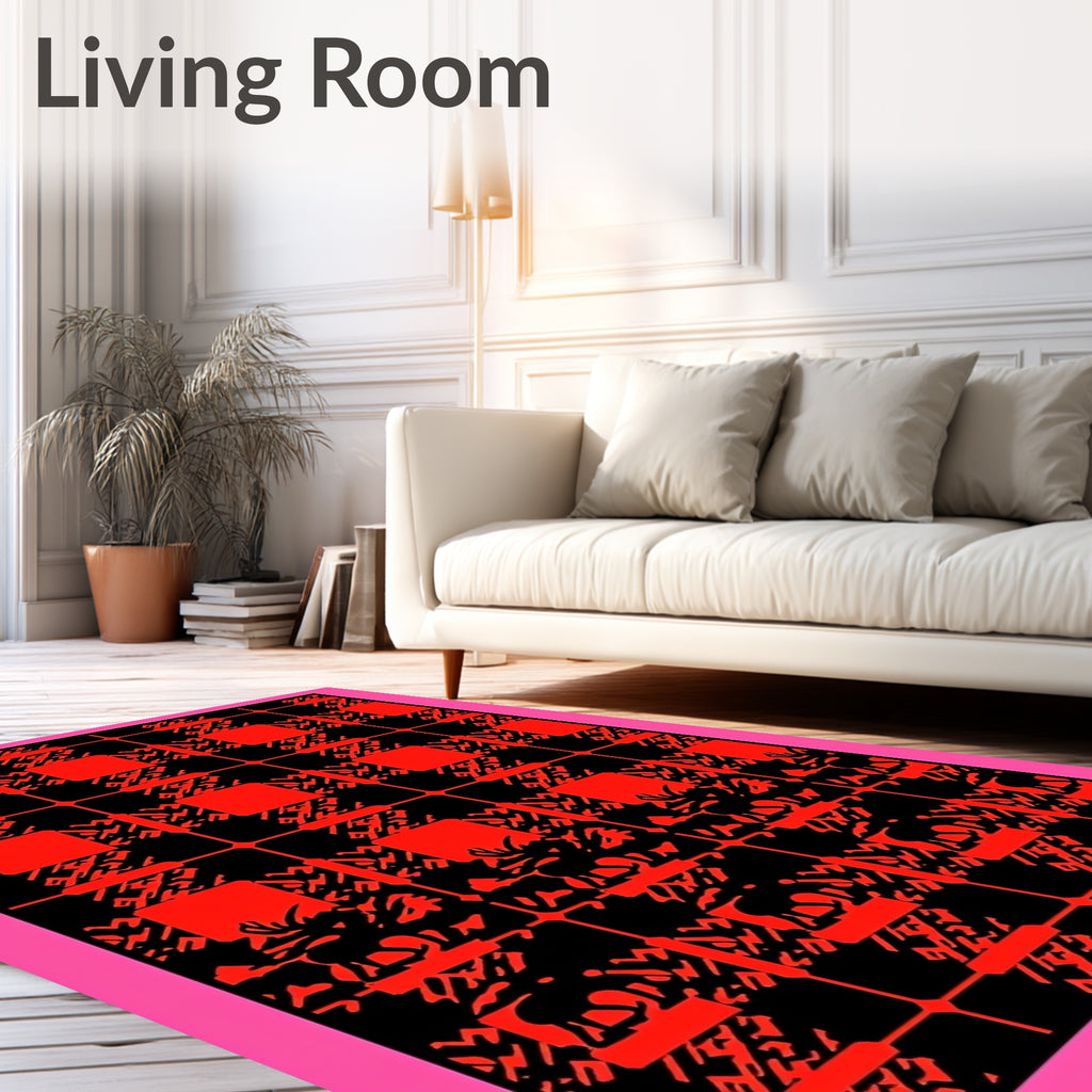 Rustic Red Black Deer Plaid Rug