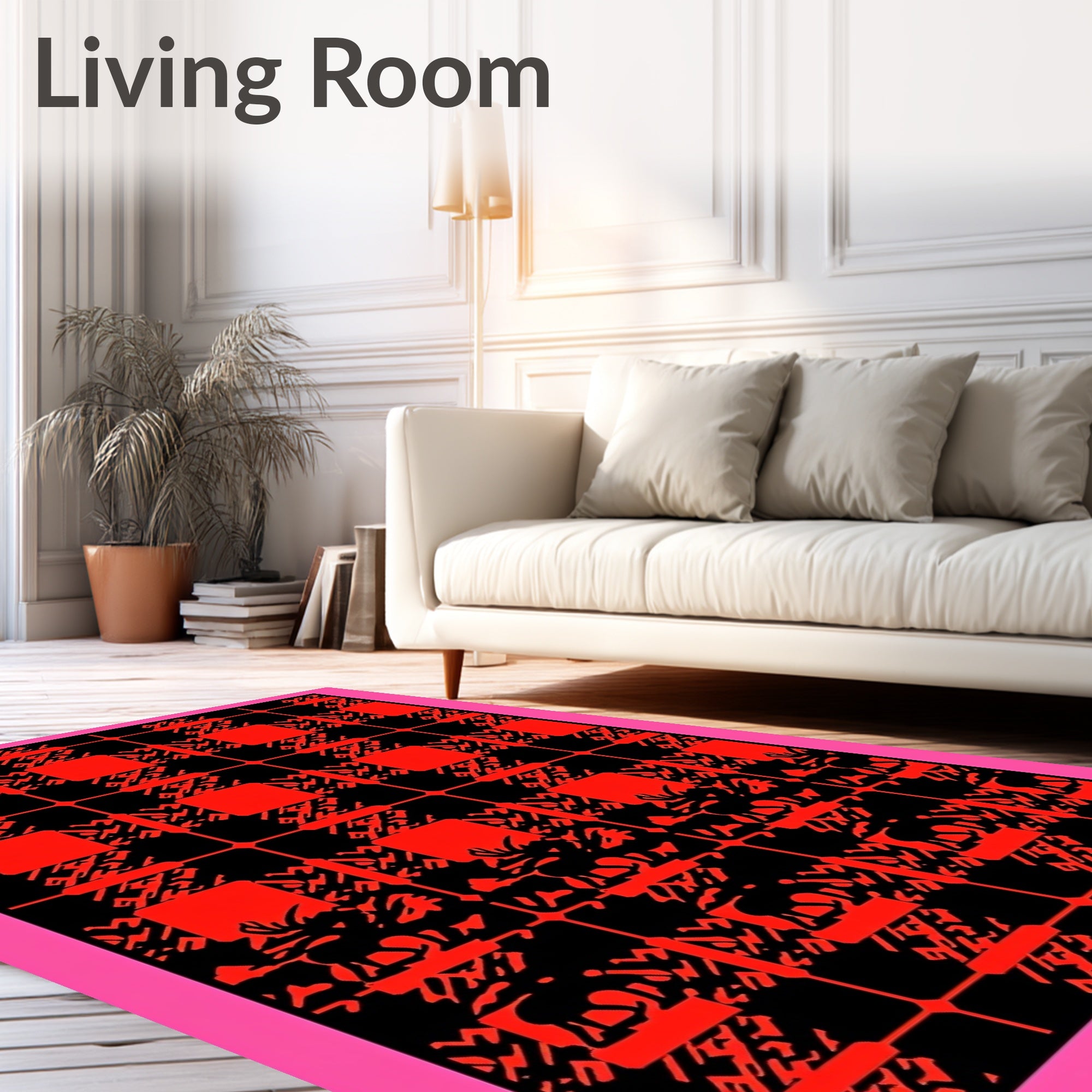 Rustic Red Black Deer Plaid Rug