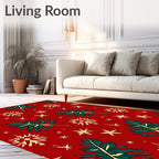 Red Woodland Pine Snowflake Yuletide Rug