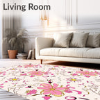 Pink Floral Whimsical Vine Fabric Rug