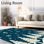 Festive Blue Snowy Reindeer Forest Rug