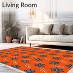 Vibrant Orange Starburst Floral Accents Rug