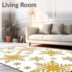 Golden Snowflake Scatter Holiday Rug