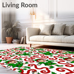 Playful Green Elf Holiday Swirls Rug