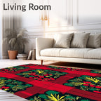 Red Green Yellow Floral Garden Blanket Rug