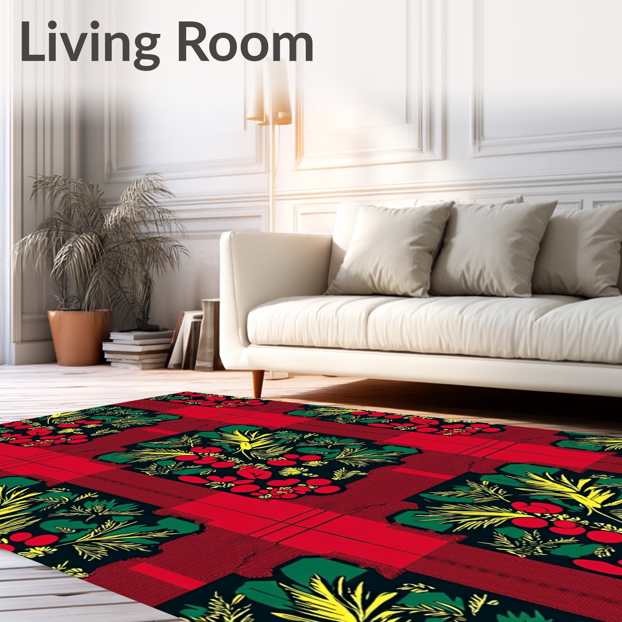 Red Green Yellow Floral Garden Blanket Rug