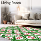 Green Red Diamond Geometric Accordion Rug