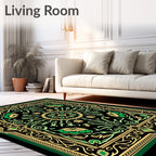 Ornate Black Emerald Floral Mandala Rug