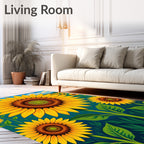 Golden Sunflower Field Landscape Rug