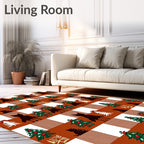 Festive Cats Christmas Trees Wreaths Buffalo Rug
