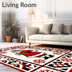 Festive Santa Claus Snowflakes Borders Rug