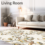 Earthy Yellow Leafy Scrollwork Rug